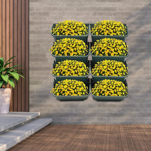 8Pcs Vertikale Garten Pflanzer Wand montierte Pflanzer f��r Patio Outdoor-Dekor - Foto 2 di 18