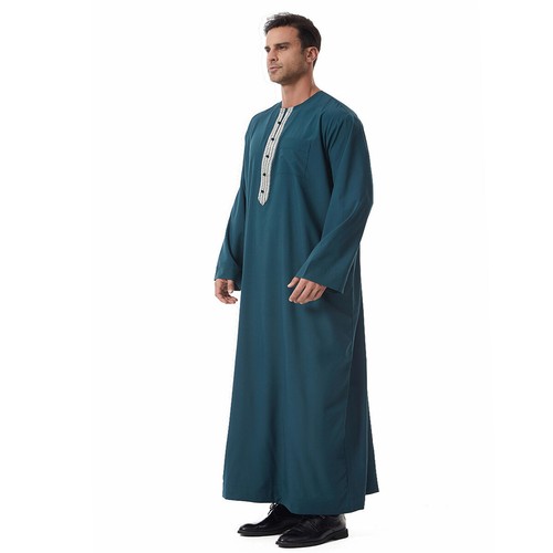 Saudí Para hombres Thobe Jubba Dishdasha Hombres Musulmán Kaftan Ramadán Musulmán Ropa Árabe - Imagen 12 de 24