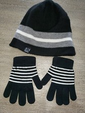 boys black white STRIPE ZEROXPOSUR KNIT one size fits most GLOVES stretchy CLEAN