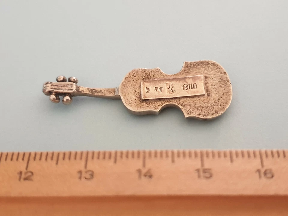 ANTIGUO VIOLÍN VIOLONCHELO PLATA ESTERLINA 800 MINIATURA. Foto 4 de 4