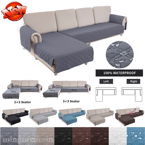 Couch Slipcover Waterproof L Shape Sofa Cover Sectional Couch Chaise Lounge - Picture 1 of 66