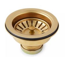 Signature Hardware 3-1/2" Kitchen Sink Basket Strainer, Matte Gold Finish