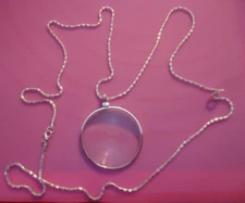 1-5X Magnifier Reading Magnifying Glass Lens Pendant Necklace-36'' SILVER#11