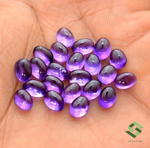 Natural Amethyst Oval Cabochon 7x5 mm Lot 10 Pcs 10.20 CTS Loose Gemstones - Picture 3 of 8