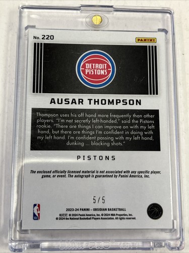 Ausar Thompson RC RPA 2023-24 Obsidian #220 Purple Flood Electric Etch Sp # 5/5! - Bild 2 von 2