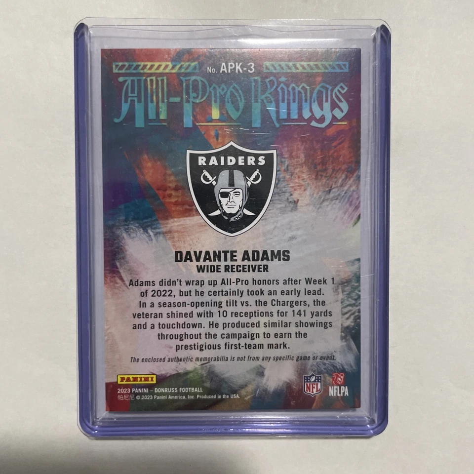 Davante Adams All Pro Kings Patch 34/399 SSP 2023 Donruss Football - Image 2 of 2