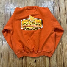 Vintage Russell Athletic Sweatshirt Mens Large AG Odor Orange Crewneck Pluma