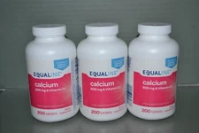(3) Equaline Calcium 600 mg & Vitamin D3, 200 Tablets Each, Exp. 04/2026