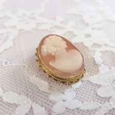 14K Cameo Pin or Pendant, Convertible, Yellow Gold, Estate Brooch, Vintage