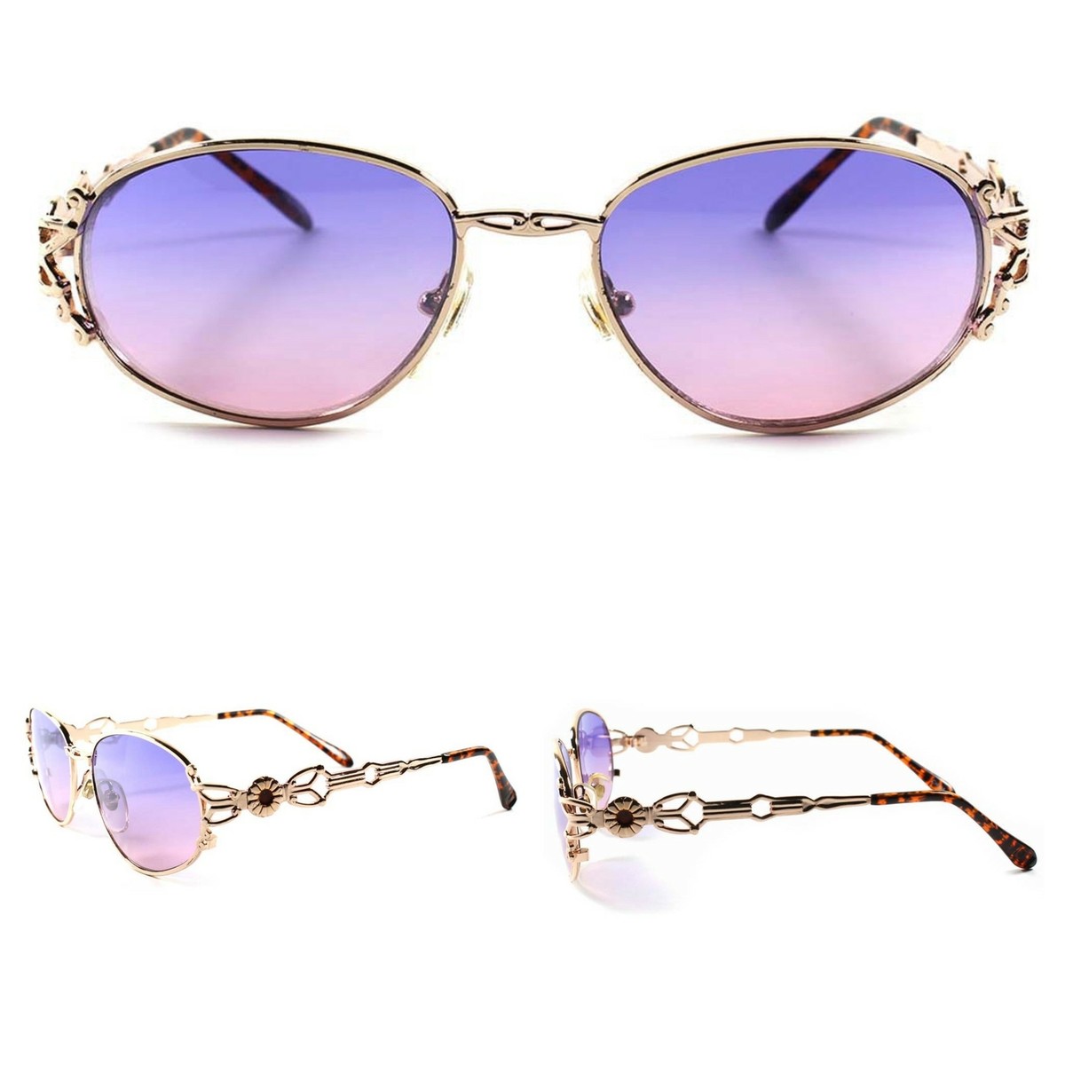 Classic Genuine Vintage Fashion 90s Womens Stylish Gold Oval 