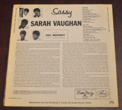 米LP Sarah Vaughan Sassy MG36089 EmArcy /00260 Sarah Vaughan - Sassy, original 1956 Canada pressing EmArcy MG