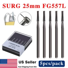 5PCS Dental Carbide Surgical Burs FG 557L SURG 25mm Bur for High Speed Handpiece