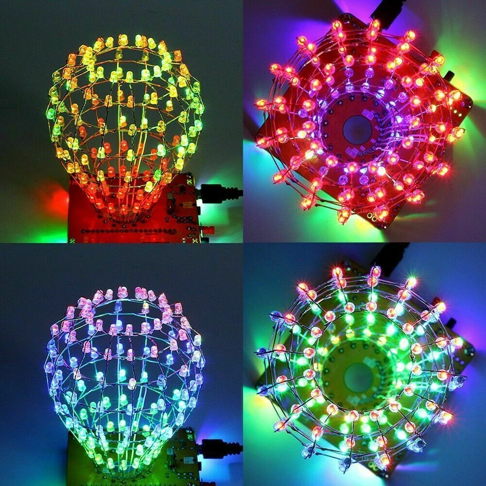 3D LED Cubic Ball DIY Kit 3mm RGB LED Light Cube Ball Corlorful