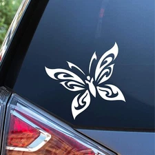 Tribal Butterfly White Vinyl Graphic Decal -  Car Truck Windows Decal vehicle