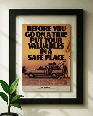 Floating Frame Subaru Wagon Original Print Vintage Ad Framed