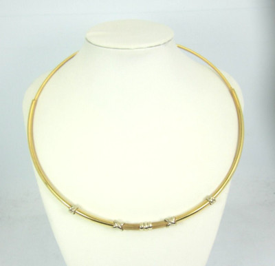 ATEMBERAUBENDES HOHLES (16'') COLLIER HALSKETTE 14K BICOLOR GOLD X & O STIL FÜR DAMEN 15,9 G