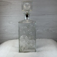Vintage 1964 Four Roses Whiskey Heavy Cut-Glass Mid-Century Decanter Mad Men