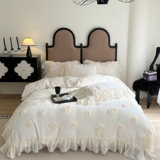 4pcs Bedding Set Luxury Super Warm Flowers Quilt Cover Flat Sheet 2 Pillowcases