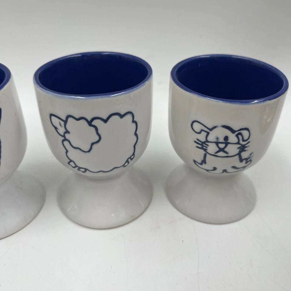 Juego de 4 tazas de huevo de animal de granja vaca oveja conejo perro de colección Foto 4 de 4