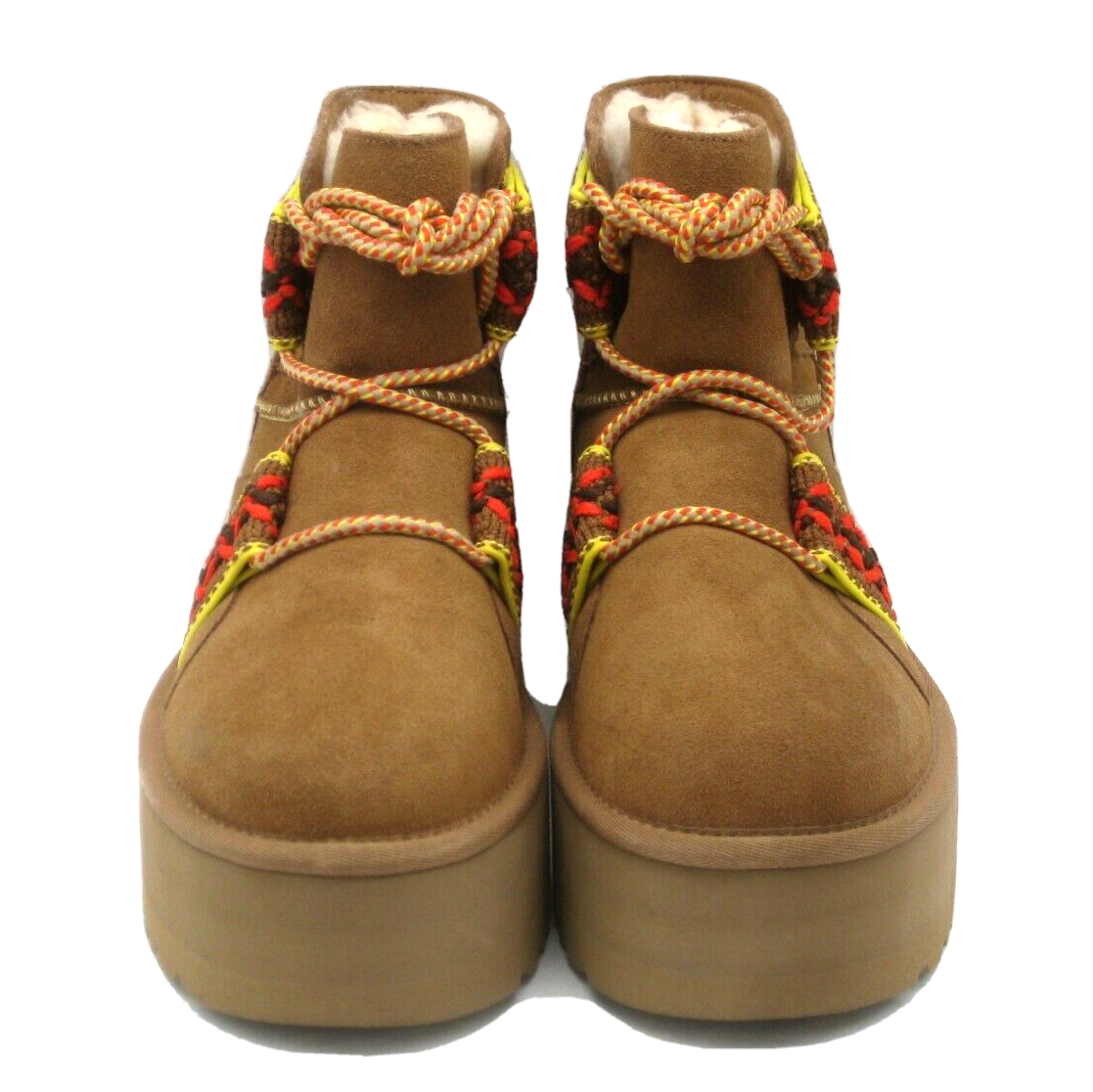 UGG CLASSIC MINI II BRAID PLATFORM WOMEN SUEDE CHESTNUT US 5