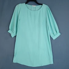Everly Women's Sheer3/4 Sleeve Blouse Top Blue Size S