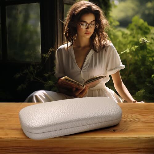 Women's Hard Eyeglass Case | Protective Hard Shell Glasses Case Pearl White - Bild 3 von 4
