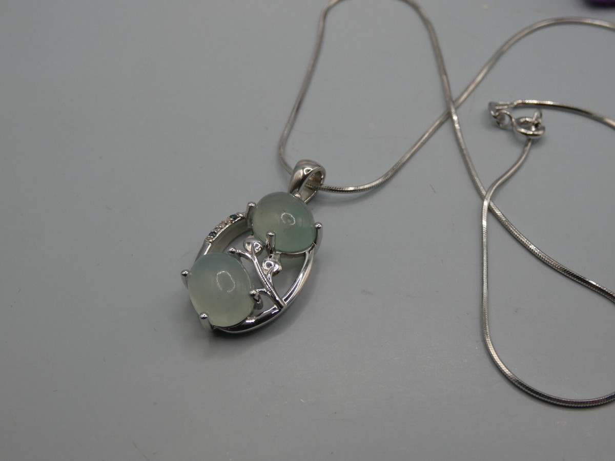 S67 Gemporia Aquaprase Zircon Diamond Sterling Silver Pendant On