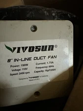Vivosun Inline Fan 8" Duct Fan Ventilation HVAC 2450rpm Exhaust Blower Grow