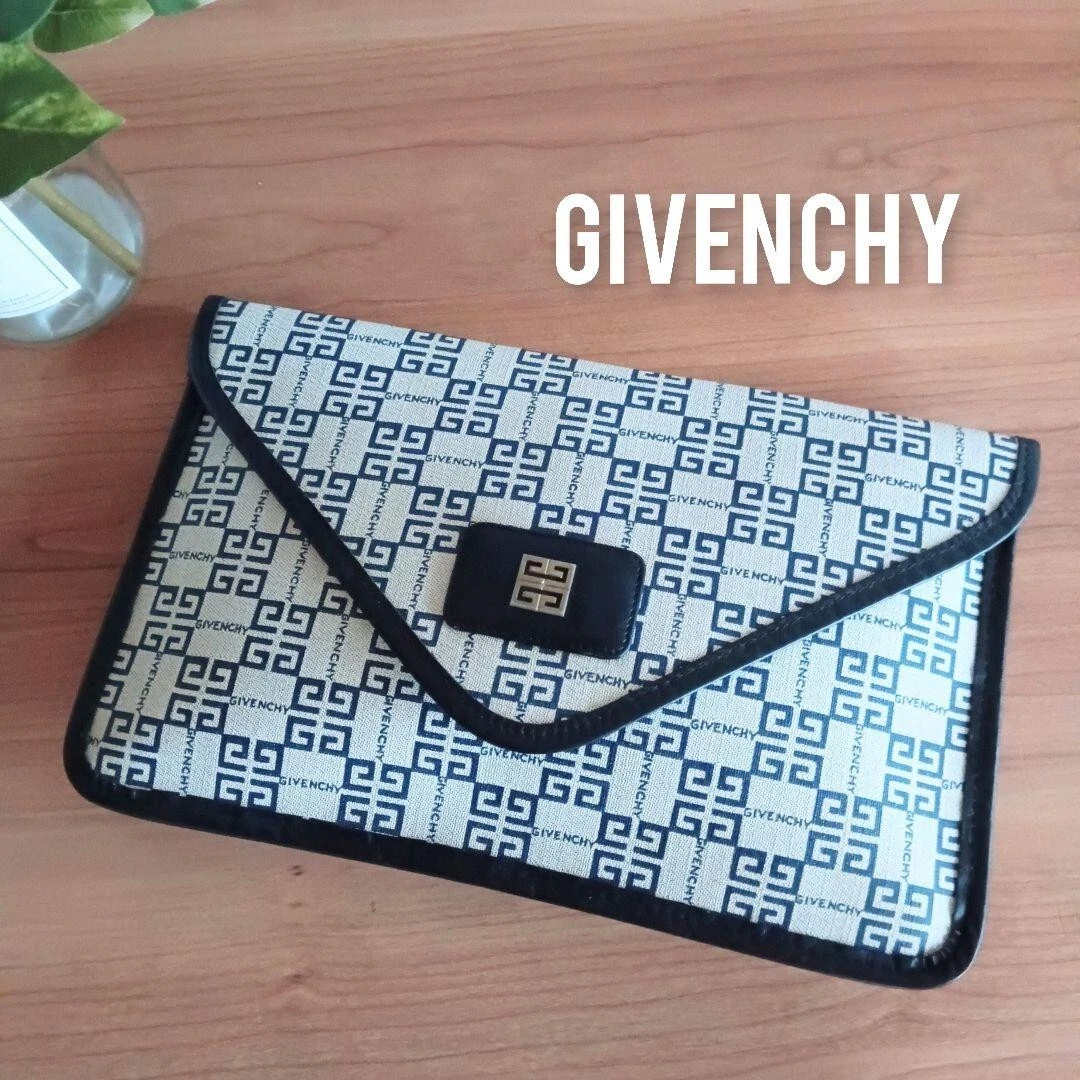 Borsa pochette GIVENCHY 4G logo s borsa pochette pelle PVC blu scuro usata