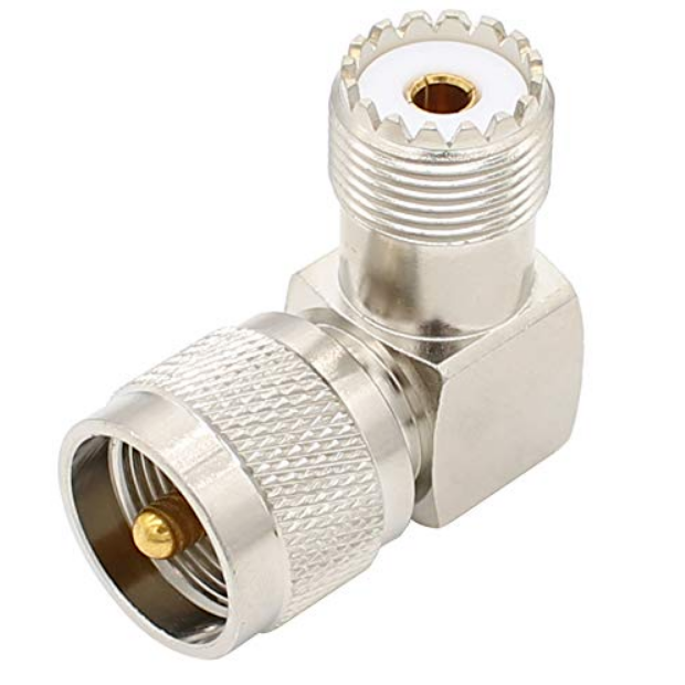 Adaptateur Coaxial Angle Droit PL259 – Mâle Vers Femelle, Laiton Nickelé, Doré, Lot De 2 Pièces