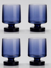 Flamefield Caravan SET OF 4 Heavy Base BLUE Acrylic Stacking Wine Goblet Glasses