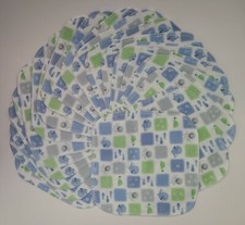 Cloth Wipes 20 Baby Flannel 8"x8" Boy Nautical Tile Blue Green Grey Whale Turtle
