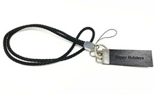 Black Leather Braided Neck Lanyard and Name Tag with Key chain Free Engraving