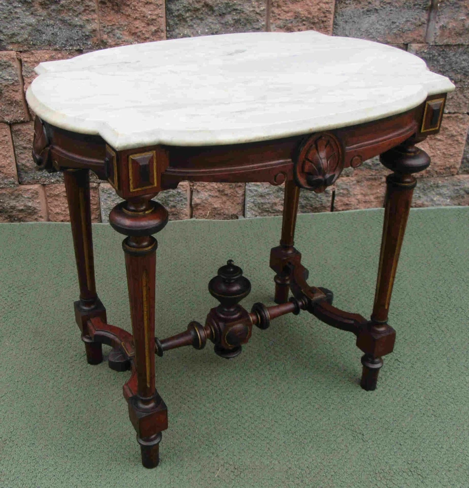 Antigua mesa vintage de mármol renacentista victoriano John Jelliff  Foto 2 de 4