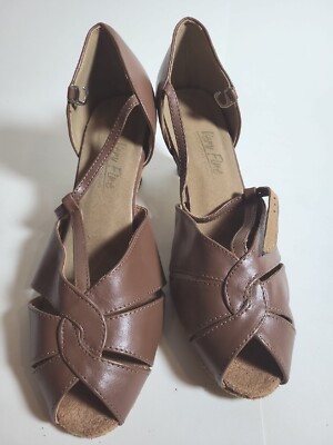 Very Fine Dance Shoes (6006) Brown Leather Narrow Women's Size 8 Heel 2.75 Inch
