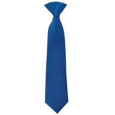 Plain Pre Tied Electric Blue Satin Boys Tie Age 4-7 Wedding Formal Prom Slim Tie