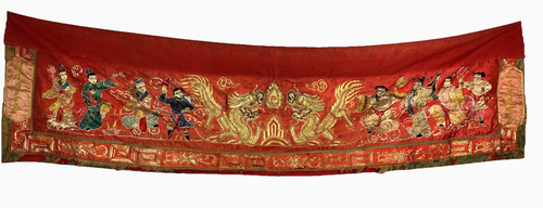 Antikes chinesisches Altartuch Unsterbliche Drachen Stickerei Goldfaden Qing
