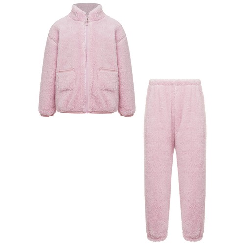 Unisex Kids Outfits Solid Color Sleepwear Tops Set With Pants Elastic Waistband - Picture 17 of 53
