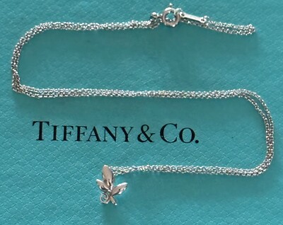 Tiffany & Co Paloma Picasso Olivenblatt Anhänger & Halskette Sterlingsilber 925