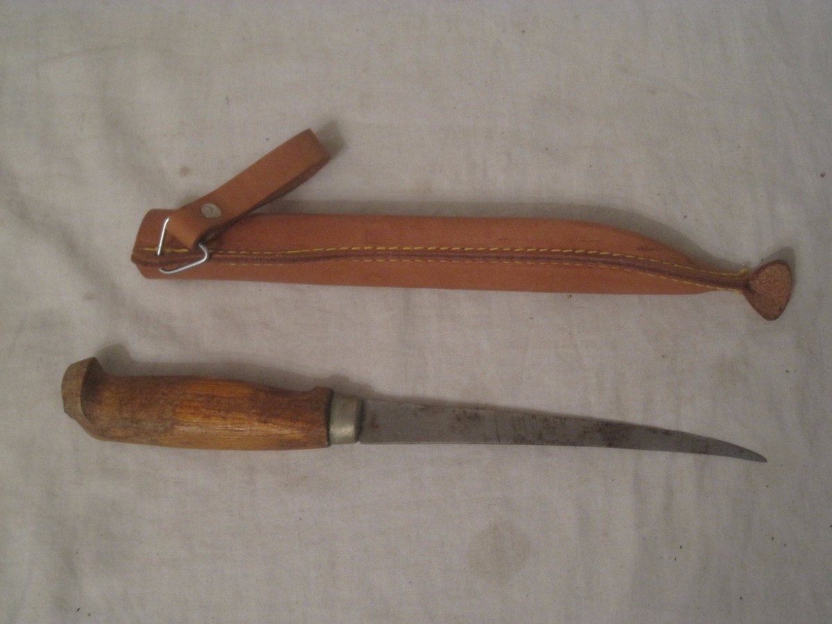 vintage J. Marttiini Finland knife w/ sheath Rapala filet fishing