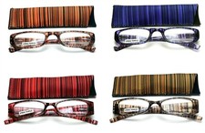 Art wear Readers Glasses 2.75 Striped Pattern Matching Soft Case
