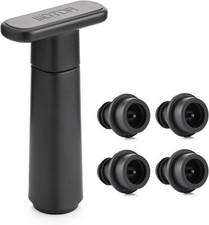 Wine Saver Vacuum Pump with 4 Stoppers, Wine Stopper, Wine Preserver, Reusable B