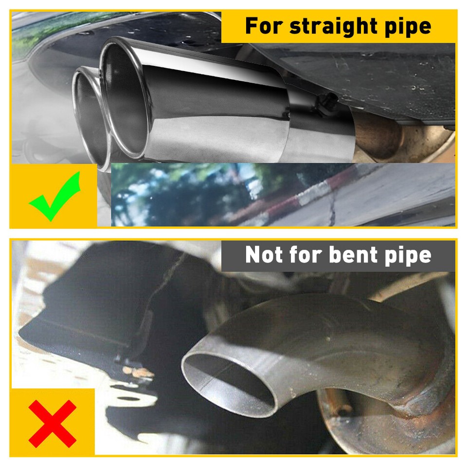 Car Rear Dual Exhaust Pipe Tail Muffler Tip Stainless Chrome Steel ...