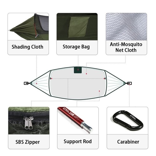 Hammock Parachute Jungle Army Military Tree Tent Mosquito Net Hiking Camping - Picture 2 of 16