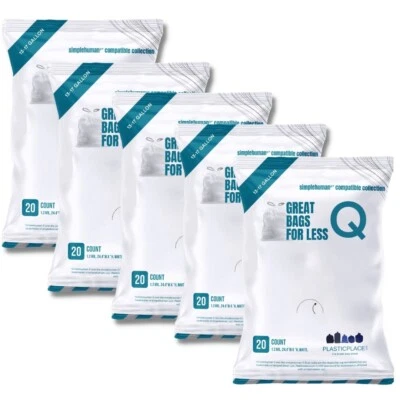 Plasticplace Trash Bags Compatible with Code Q Packs (20 Count/5 Pack)
