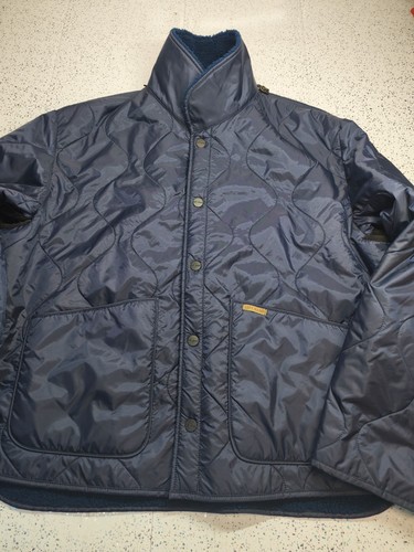 Massimo Osti, VINTAGE LEFT HAND MASSIMO OSTI Quilted Fleece Liner Jacket Navy Blue 1990 Large