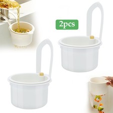 2 PCS Kitchen Sink Strainer Basket Hanging Automatic Dumping Residue Collector