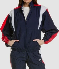 Reebok Women's Blue Colorblocked Track Jacket Pants Tracksuit Outfit Set Size M