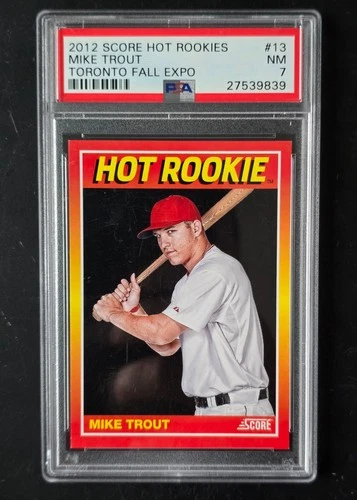 🔥 2012 SCORE HOT ROOKIES MIKE TROUT #13 TORONTO FALL EXPO /399 NEAR MINT PSA 7