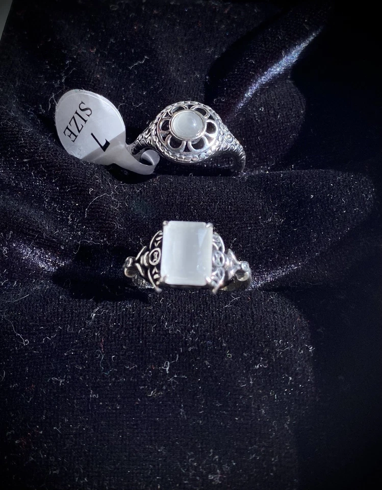 Juego de 2 anillos joyas fragantes talla 7 plata de ley 925 Foto 2 de 3